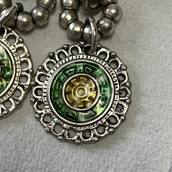 Art Deco-styled Blue/Silver Tone Fashion Costume Necklace & Earring Set - Picture 6 of 10